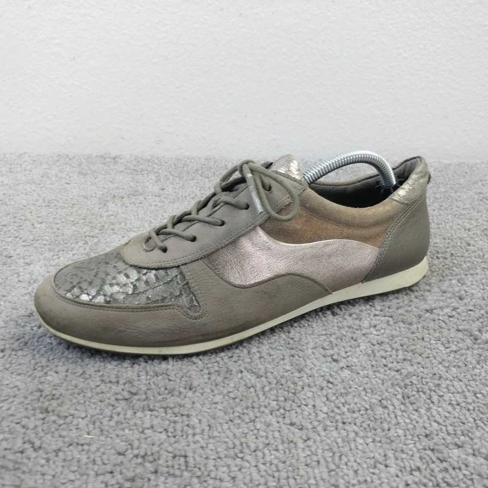Ecco Touch Sneakers Womens Size 38 EU Shoes Brown Taupe Leather Lace Up Low Top
